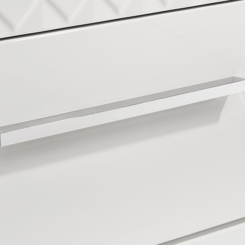 Pierce White High Gloss 2-Drawer Nightstand Bedside Table, Gloss White