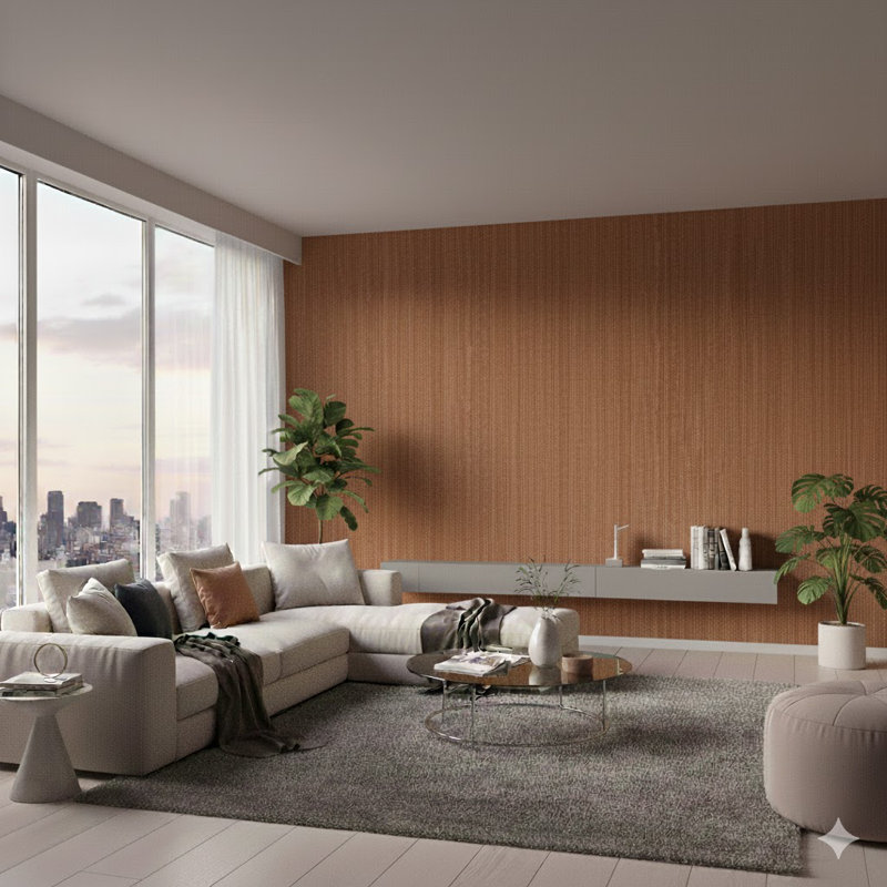 Utopia Collection Vertical Weave Effect Wallpaper Roll, Orange