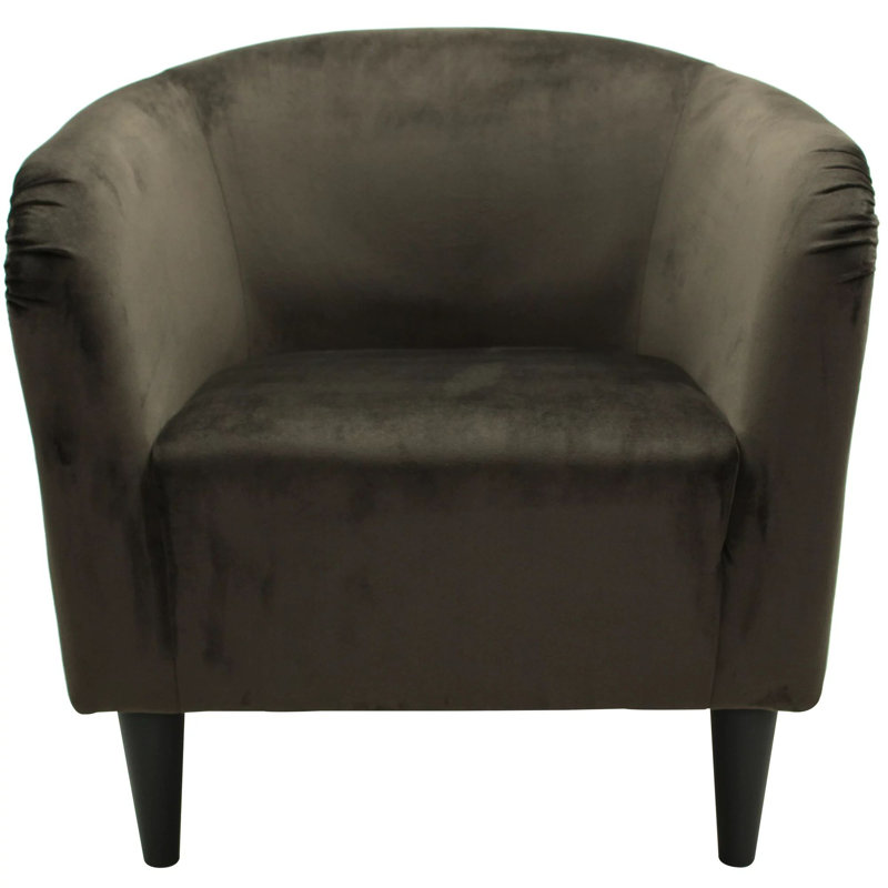 Upholstered Barrel Chair, Brown Microfiber
