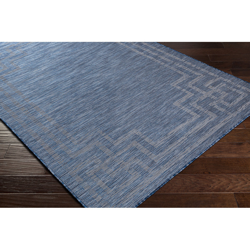 Tapis intérieur / extérieur bleu Caysee, Tapis de couloir 2 pi 7 po x 7 pi 3 po