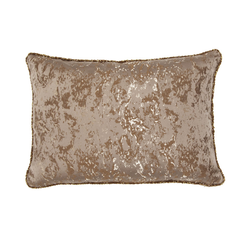 Mica Brocade Woven Throw Pillow, Polyester, Brown