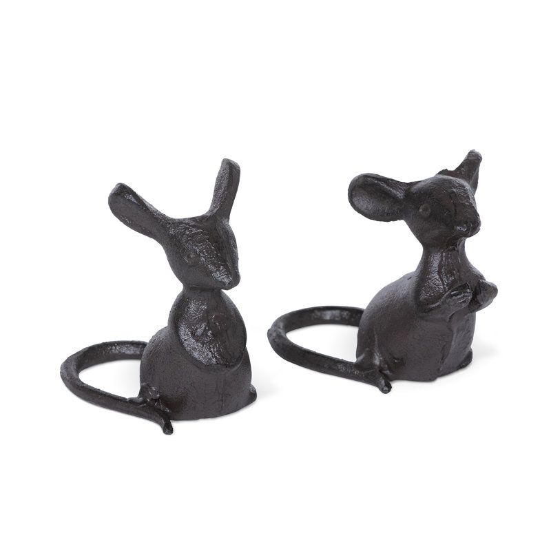 2 Piece Cast Iron Mice Pair Figurine