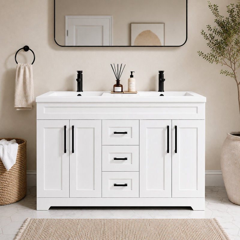 60" Freestanding Double Sink Bathroom Vanity with Sink
