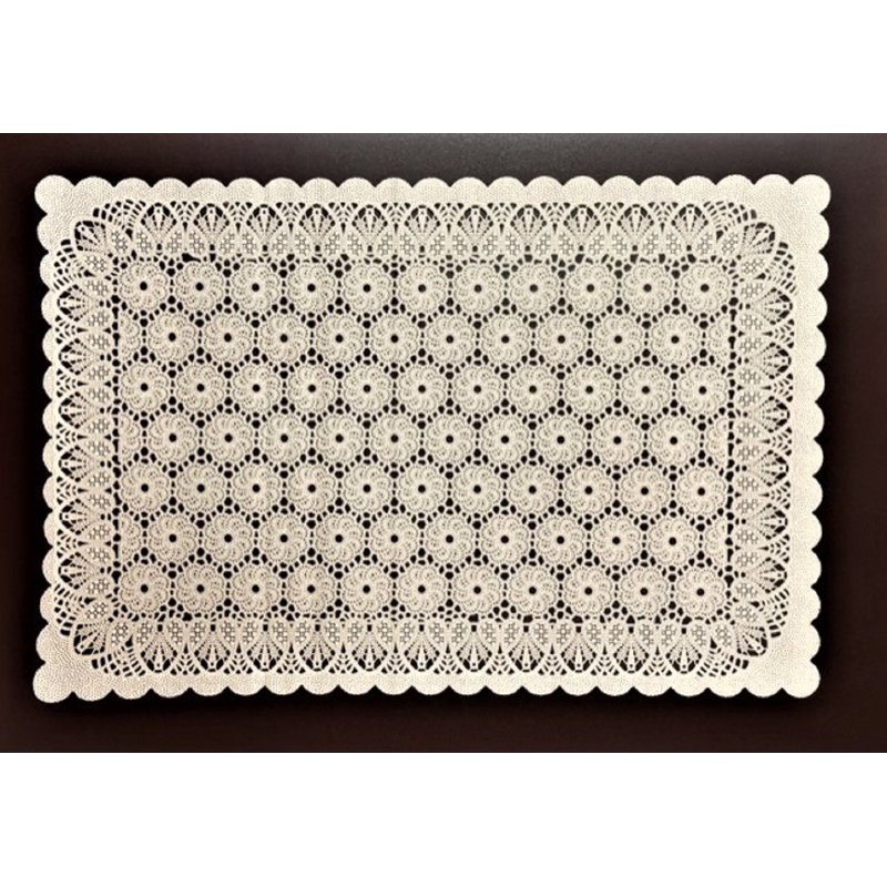 Napperon en PVC 45 x 30 cm, blanc / C, forme carrée, Blanc, Floral 2
