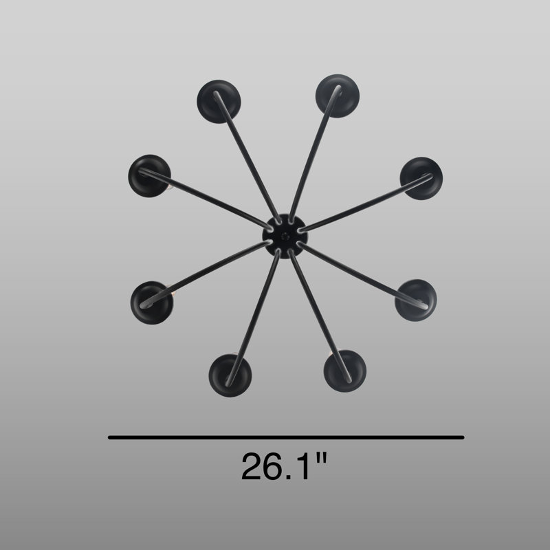 Lustre empire à 8 lumières de style bougie Richeson, H 24 po x l 26,5 po x P 26,5 po, Noir, 8