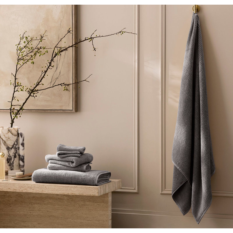 Turkish Ribbed Washcloth Set, Stone