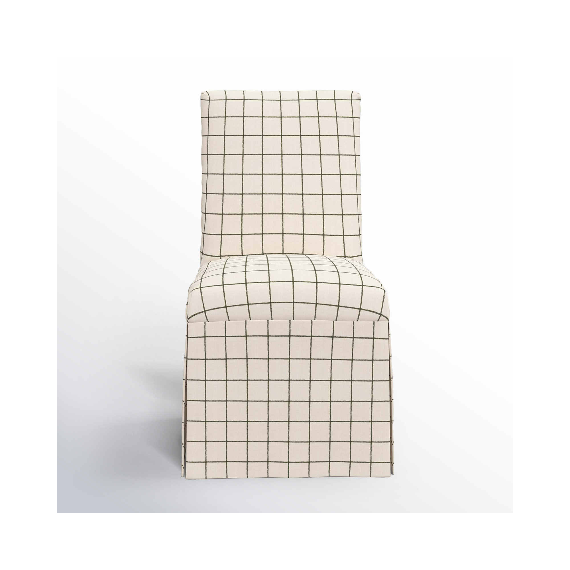 Ivanka Upholstered Parsons Chair, Line Tattersall Green