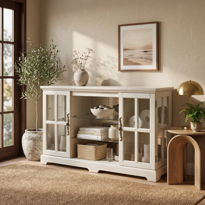 Low Accent Cabinet with Grid Glass Doors & Full-Color LED