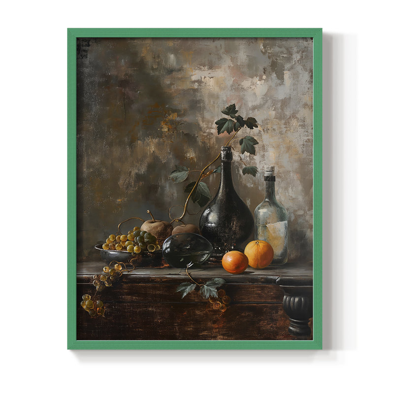 Reproduction encadrée FLORAL Series DCCXV - bois massif, Vert, H 11 po x l 9 po