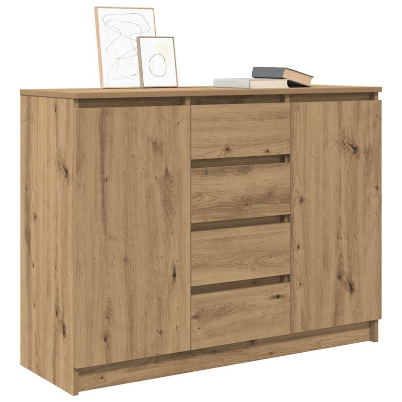 Sideboard With Drawers 100.5X35x76 Cm Engineered Wood, Artisan Oak