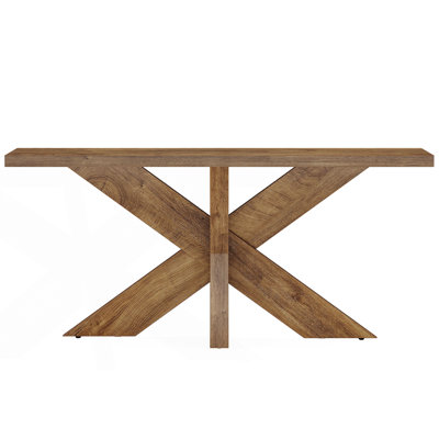 Farmhouse Console Table, Sofa Table Behind Couch With Geometric Base, Behind Couch Table