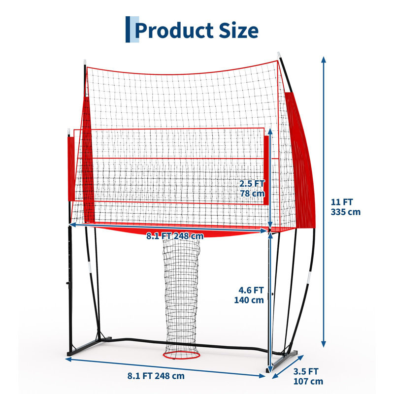 Ensemble de filet de volleyball portatif 8 pi x 11 pi, hauteur réglable pour hommes et femmes, filet d'entraînement durable avec sac de transport, installation facile pour l'intérieur, l'extérieur, la plage et la cour
