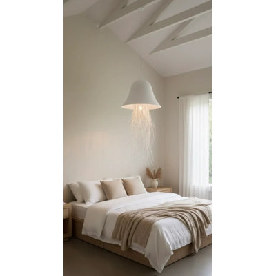 Hoguet Cascade 28" White Rattan Pendant