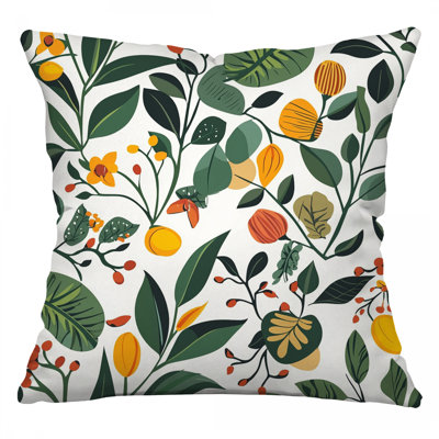 Botanical Leaves Throw Pillow, Floral Cotton Twill Pillows