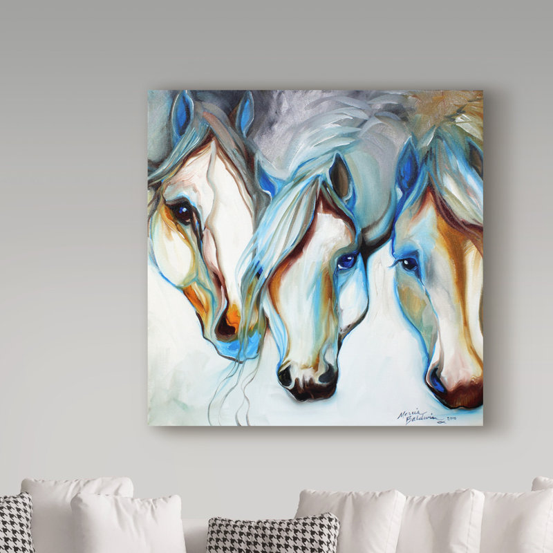 Duniya «3 Nobles Equine Abstract», reproduction de peinture acrylique sur toile tendue, H 35 po x l 35 po x P 2 po