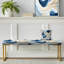 Coastal Harmony - Banc rembourré abstrait doré-135347655