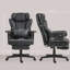 Fauteuil de direction avec massage et repose-pieds, capacité de 400 lb, microfibre noire classique