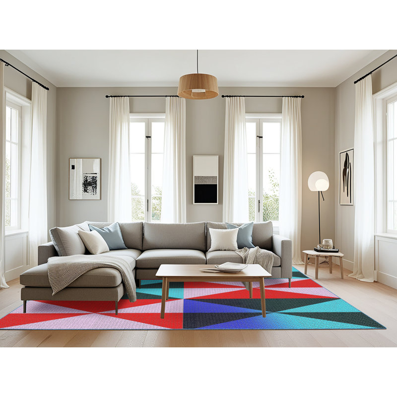 Tapis géométrique vert mer Kiger, Rectangle 8 pi x 12 pi