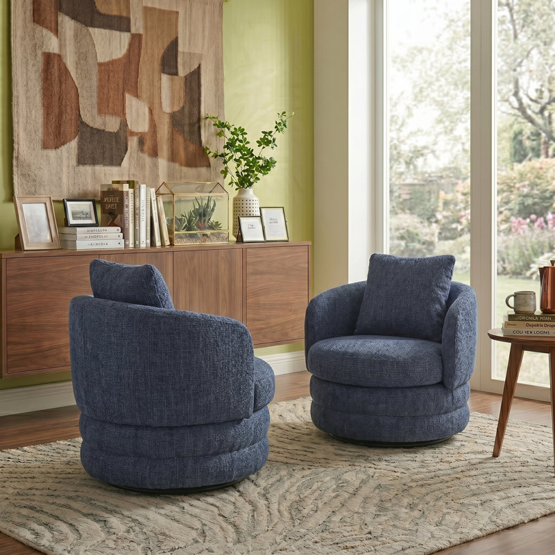 Canapé confortable pivotant à 360 degrés en forme de tonneau, Bleu