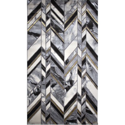Tapis géométrique noir / gris / or touffeté à la machine Barrentine