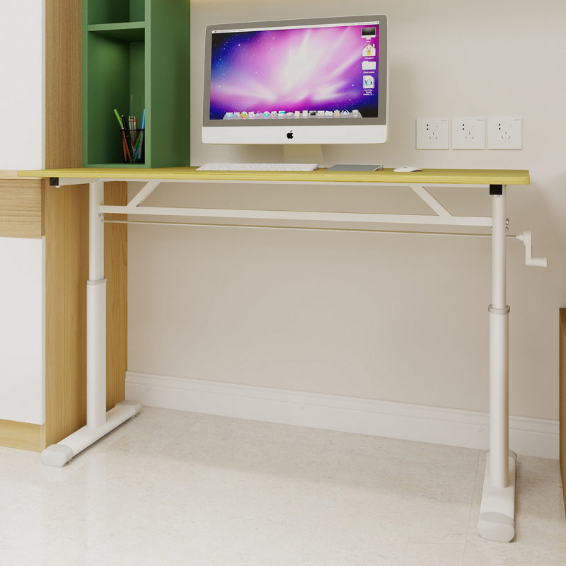 Adjustable Study Desk Suitable For Children And Adults, Height-Adjustable, Multifunctional Home Office Desk, Compact Design, Desktop Dimensions: 60Cm × 120Cm, White Frame
