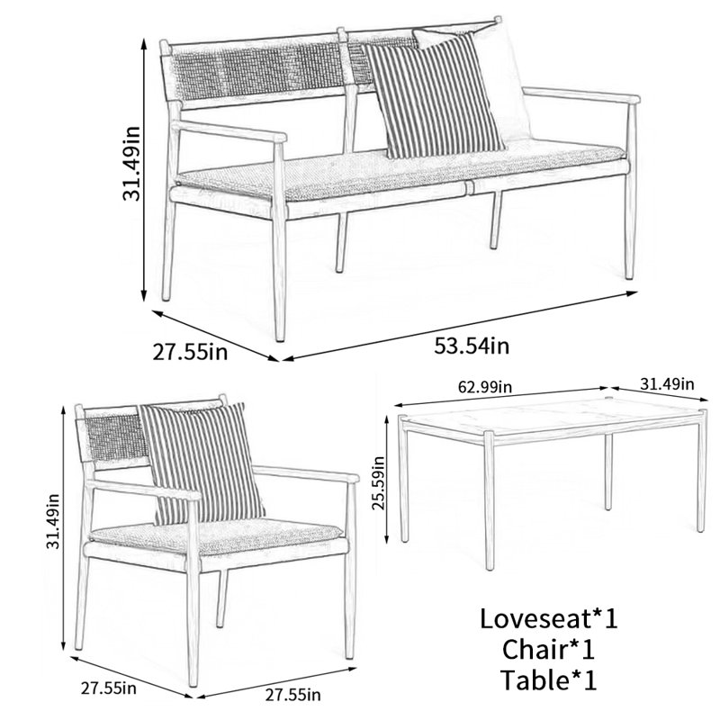 Ensemble de salle à manger d'extérieur moderne simple en teck de 62,99 po