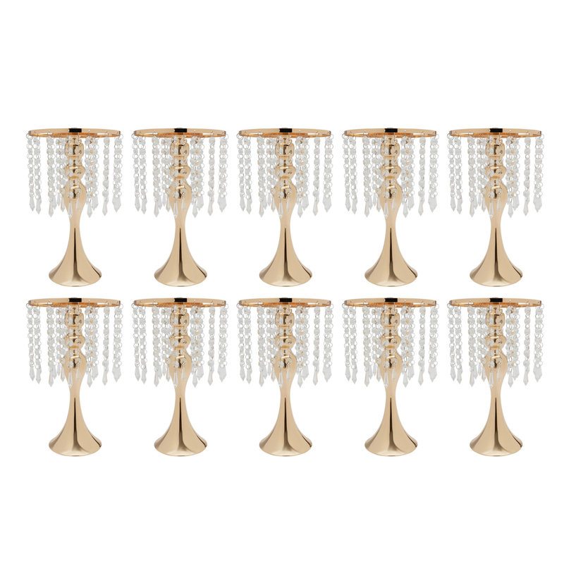 Centres de table de mariage à support floral Tec Pura, Or, H 21,3 po x l 7,9 po x P 7,9 po