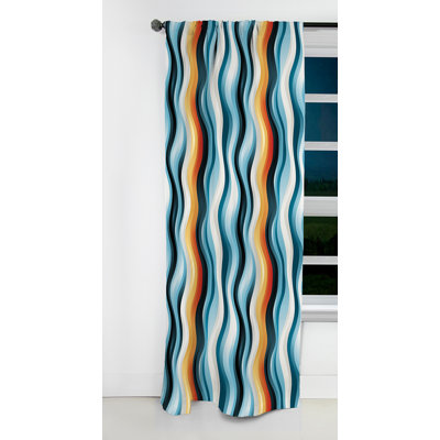 Motif rayé bleu minimaliste épuré - Rideau occultant en velours rayé - 1 panneaux