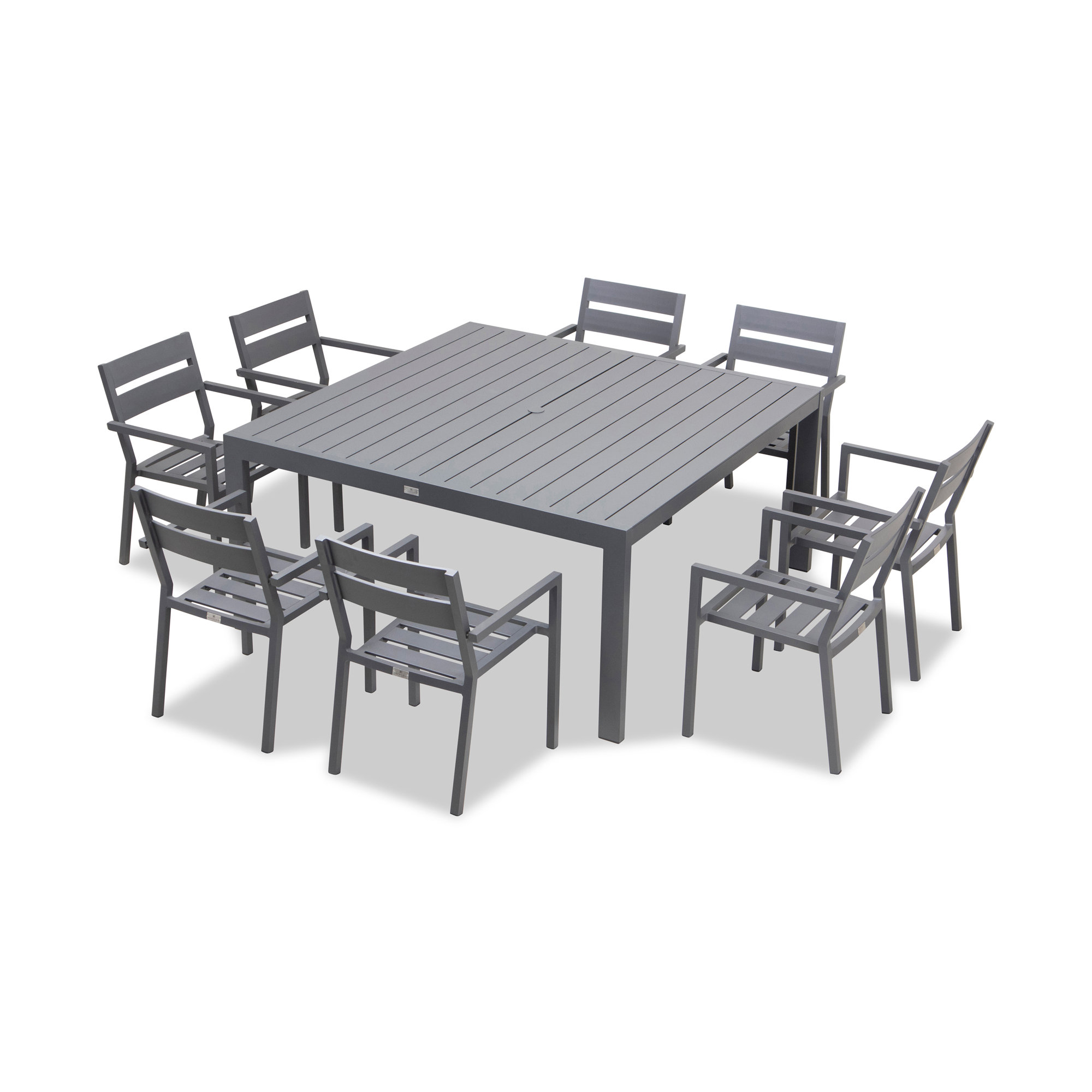 Molina Square 8 - Person Outdoor Dining Set with Sunbrella Cushions, Canvas Charcoal Sunbrella® Canvas, Slate
