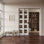 Porte coulissante intérieure coulissante à 5 carreaux en verre clair, MDF CARB P2 et verre trempé SGCC, avec cadre renforcé, serrure à galandage noire et quincaillerie incluses, préfinie et imperméable, pour garde-manger, chambre et placard, teinture facile à appliquer soi-même, 152 x 203 cm