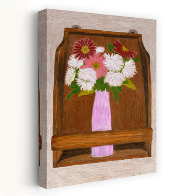 Contemporary Art Rustic Vintage Chrysanthemum Flower Wall Art by Viktoriia Saunina - Wrapped Canvas Print
