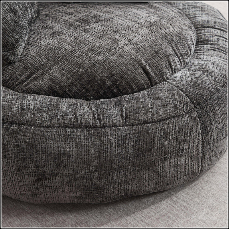 Ultra Soft Chenille Bean Bag Chair for Adults and Teens, Memory Jeremy Filled, Round Design, Indoor & Outdoor Use, Yellow