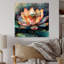 «Orange Lotus Floral Dreams I», art mural acrylique sur verre Lotus-1020044819