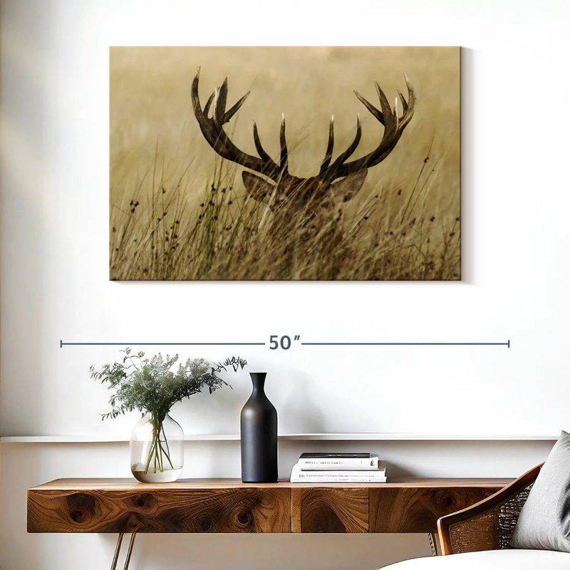 Cerf caché, H 26 po x l 39 po