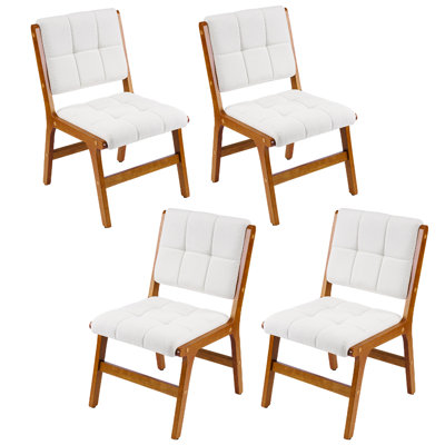 Ensemble de 4 chaises de salle à manger rembourrées avec pieds en bois d'hévéa pour la salle à manger, la cuisine et le salon.
