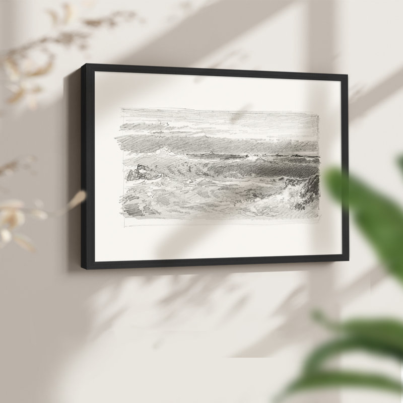 Croquis rétro - LI - Reproduction encadrée - Restickable, H 22 po x l 28 po, Noir