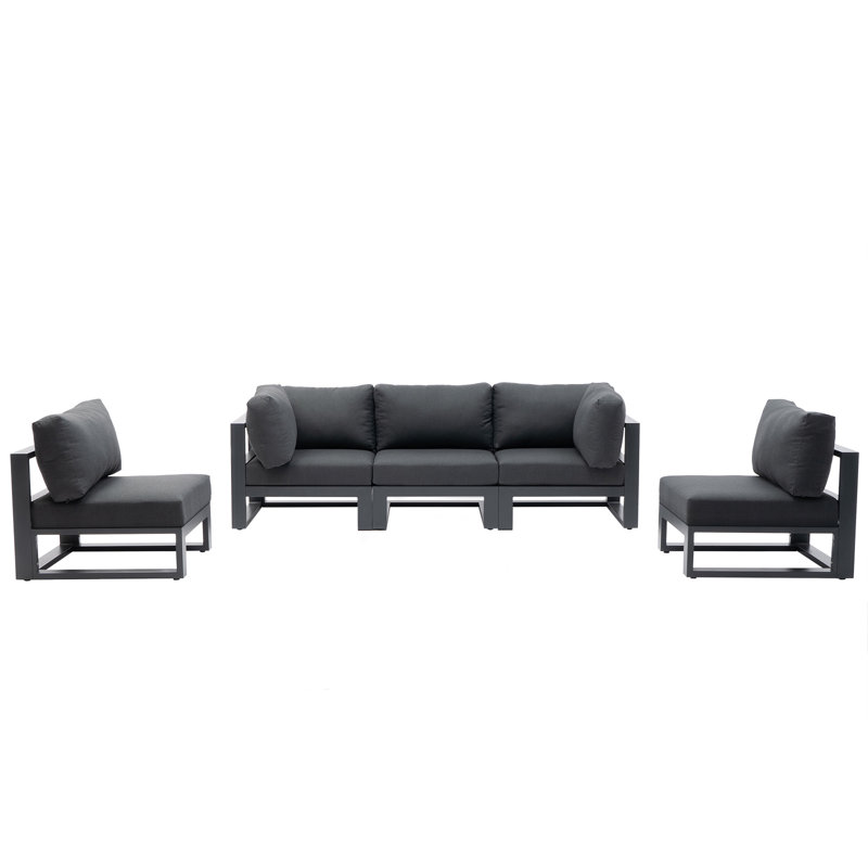 Shearson 88.9'' Wide Straight Powder Coated Aluminum Patio Sectional with Cushions