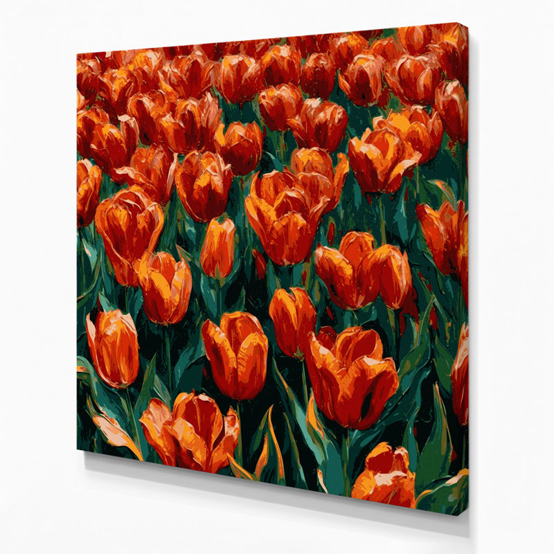 «Botanical Tulips», art mural sur toile verte, H 12 po x l 12 po