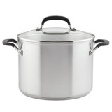 KitchenAid Stainless Steel Induction Stockpot with Measuring Marks and Lid, 8 Quart, Brushed Stainless Steel