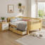 Lit plateforme simple en bois avec rails, base de lit en bois naturel à profil bas pour enfants garçons et filles