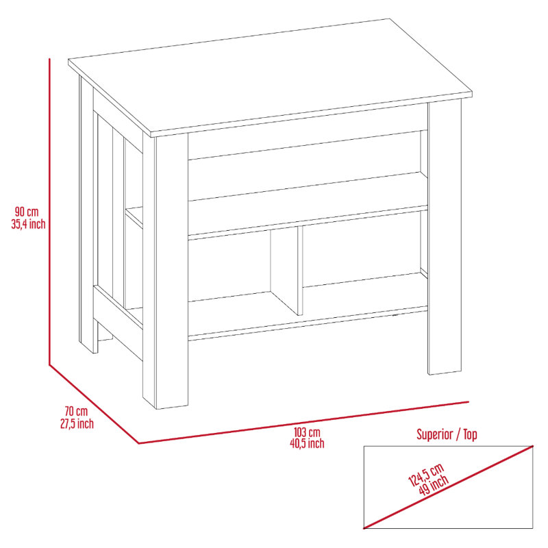 Wood Kitchen Island, Black