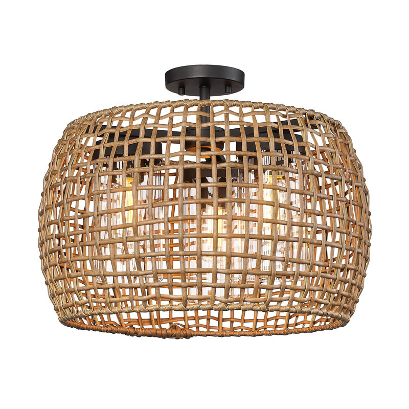 Golden Lighting Piper 3-light Outdoor Ceiling in Natural Black