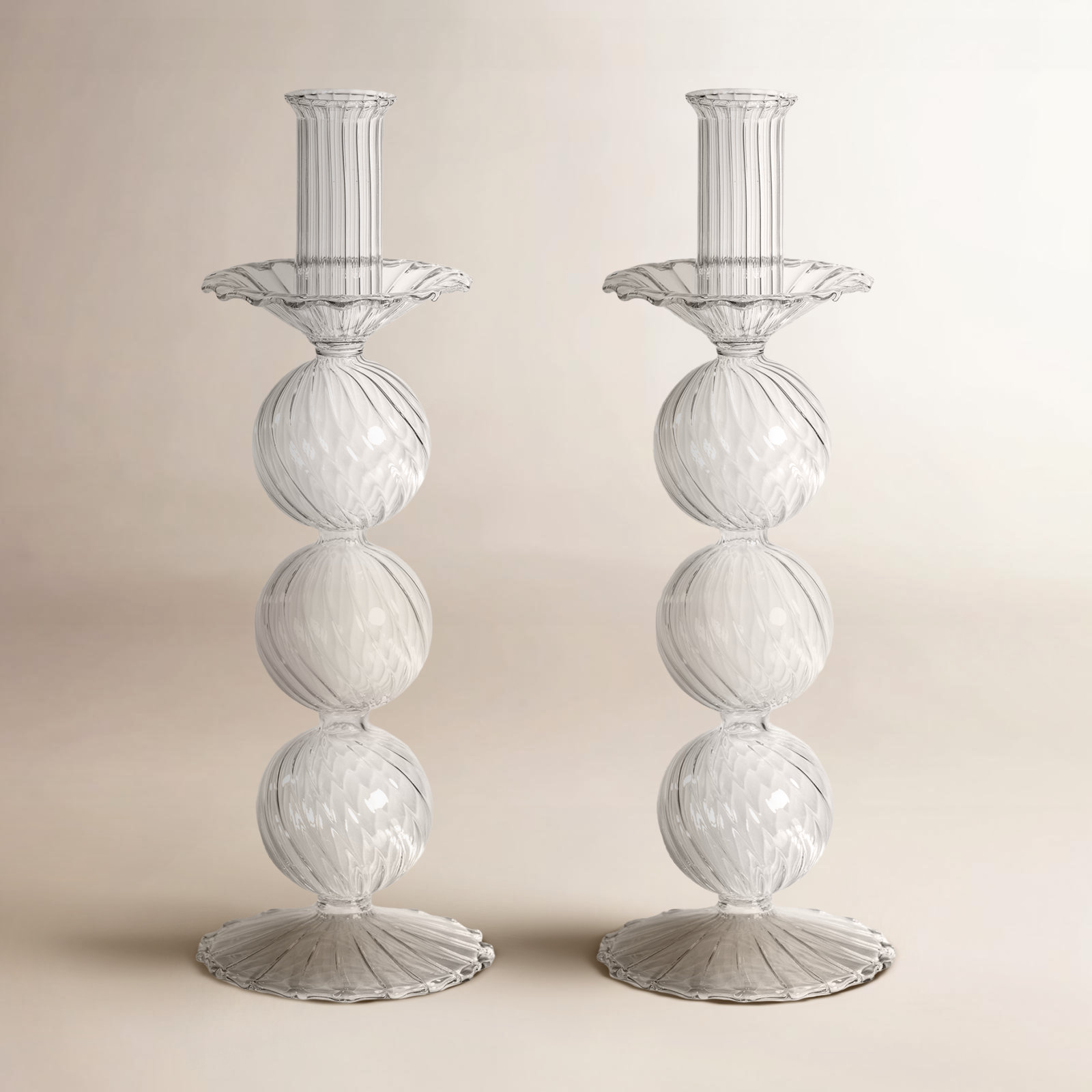 Adrienna Swirl Glass Candlestick Holder, 10.5" H x 3.5" W x 3.5" D