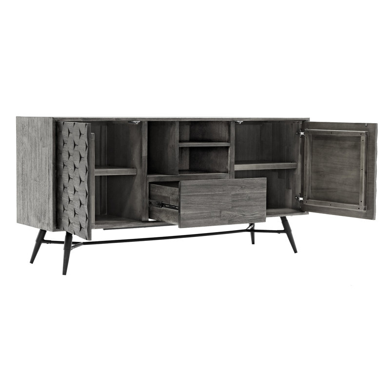Buffet en bois gris, et multifonctionnel, beaucoup de rangement, facile à installer dans les pièces, assemblé