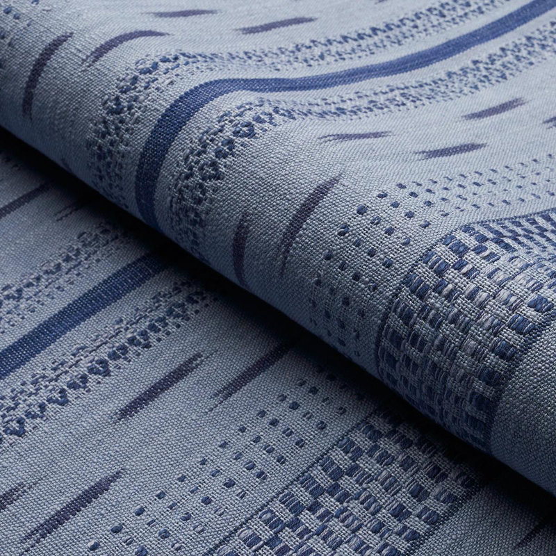 Tissu rayé ikat Mirza, Indigo / Chambray