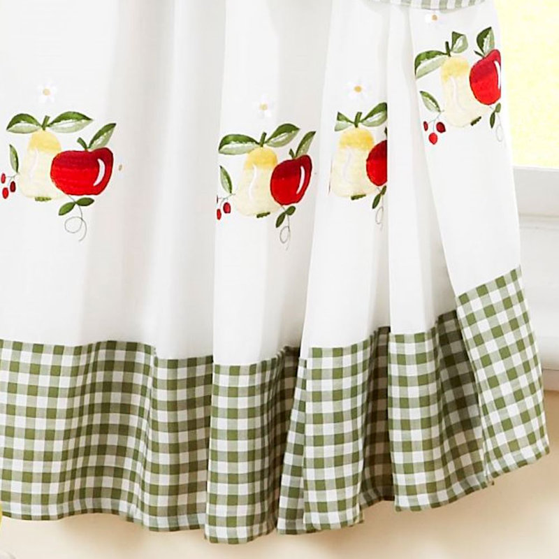 Sampson Plaid Ruffled Kitchen Curtain, 117cm W x 122cm L