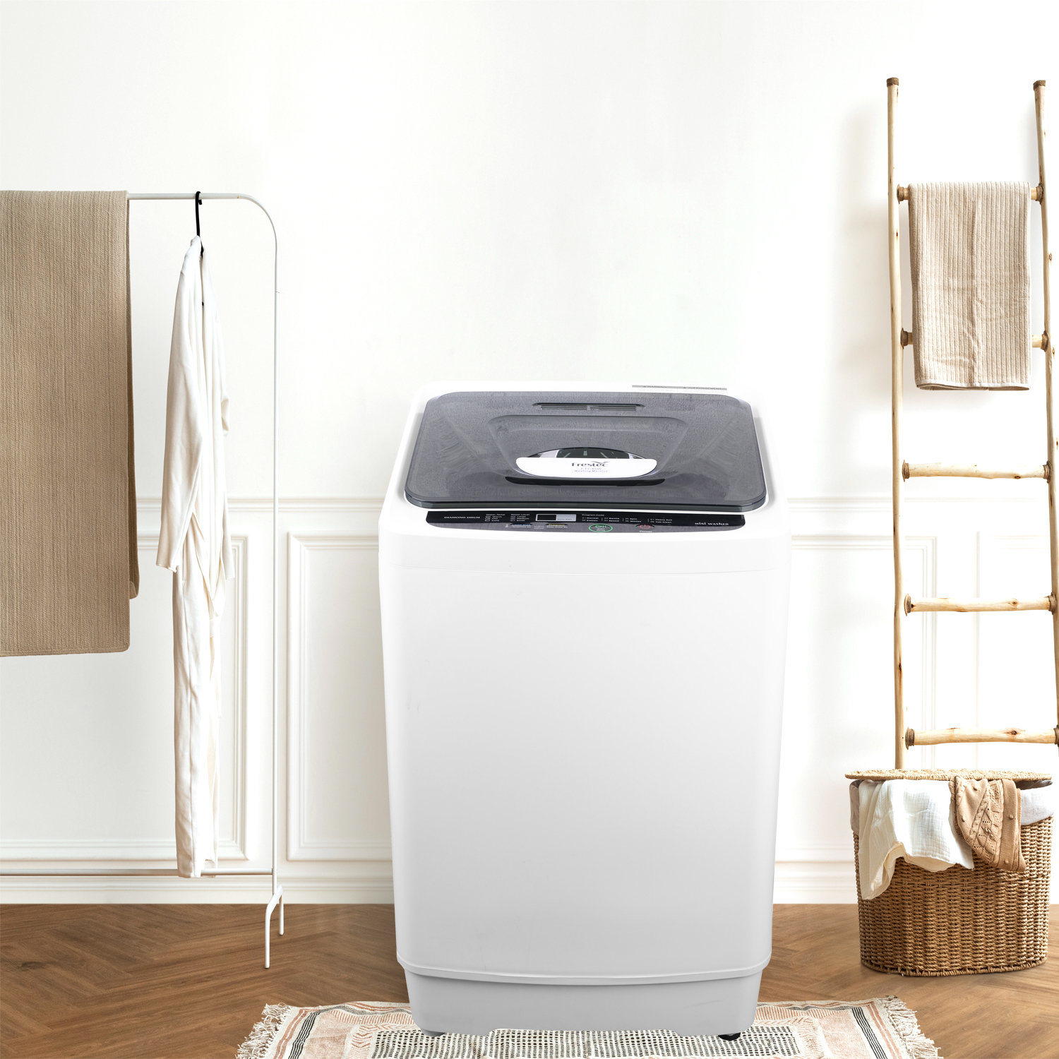 Frestec 1.38 Cubic Feet cu. ft. Portable Washer in White with Child Safety  Lock