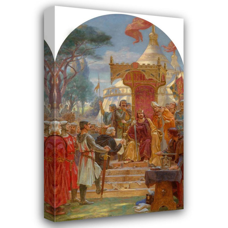 «King John Granting Magna Carta» par Ernest Normand - reproduction d'art sur toile tendue avec châssis, H 48 po x l 33 po