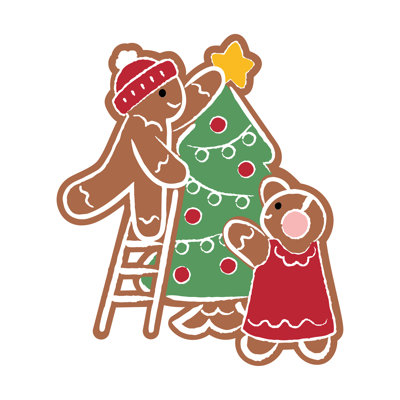 Taneil Gingerbread Folks III by Victoria Barnes - Wrapped Canvas Print