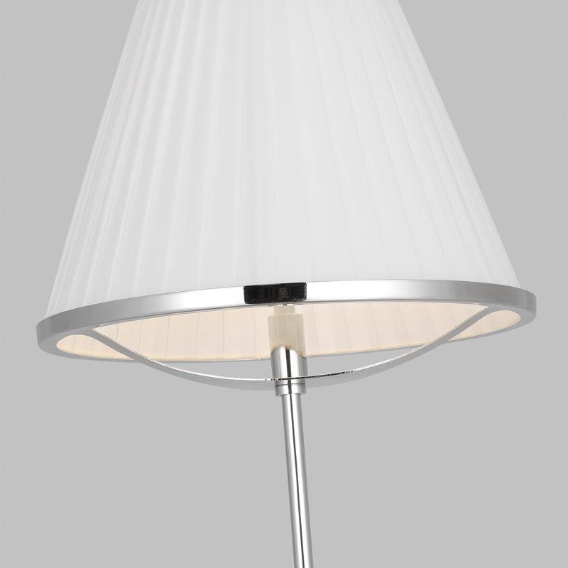Esther Adjustable 65" White Linen Shade Floor Lamp in Polished Nickel